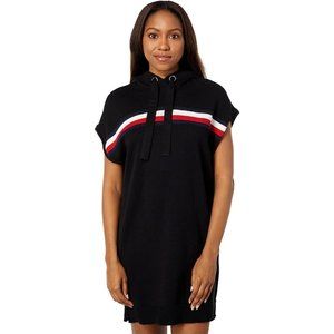 Tommy Hilfiger Women's Sleeveless Hooded Black Knit Mini Dress Small B2-12